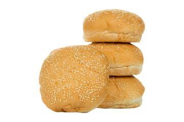 Hamburger bun with sesame seeds isolated on white background with clipping path.