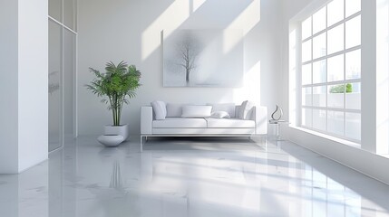 Fototapeta premium Minimalist interior decor, modern design elements, realistic setting, high resolution, attracting potential buyers