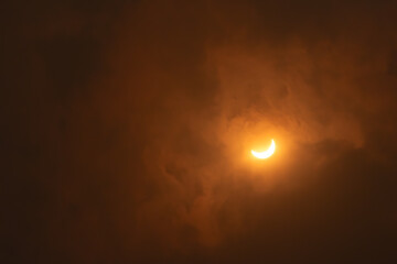 Yellow crescent phase of 2024 Solar eclipse
