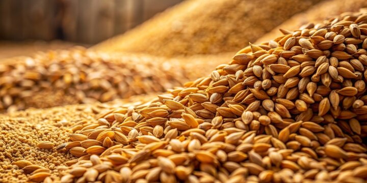 Close-up of malt seeds being grinded at the mill, grinding, technology, process, malt, seeds, mill, production