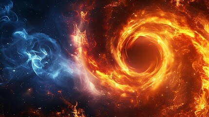 Fiery Cosmic Whirlpool: A Dance of Fire and Ice