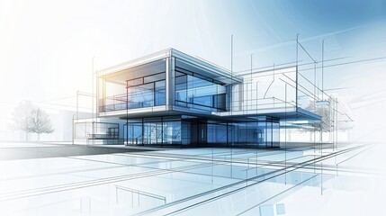 Modern architectural blueprint, real estate investment, sleek design, realistic setting, high resolution