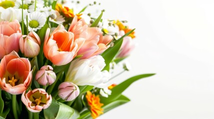 Obraz premium A bouquet of flowers with a white background