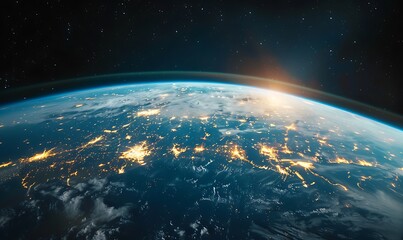Obraz premium Earth from Space with City Lights