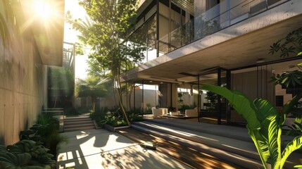 Contemporary architecture, innovative design, real estate investment potential, engaging visuals, realistic background, high resolution