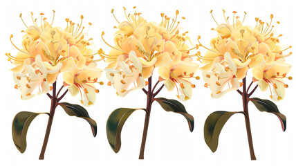 Fototapeta premium Jasmine Philadelphus flowers and leaves in a floral arrangement isolated on white background. Jasmine Philadelphus, floral arrangement, white background, flowers and leaves, isolated flowers,