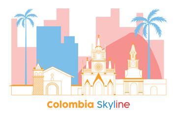 Colombia skyline Modern cityscape Vector illustration
