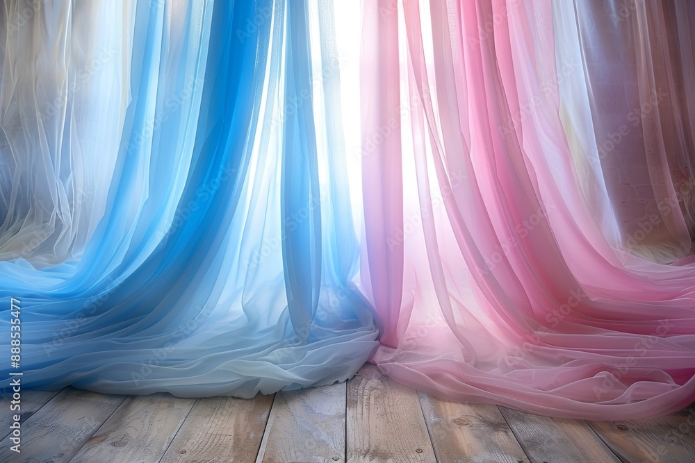 Poster Abstract closeup of colorful flowing fabric creating a dynamic and artistic visual