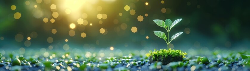 Obraz premium Young plant growing in sunlight