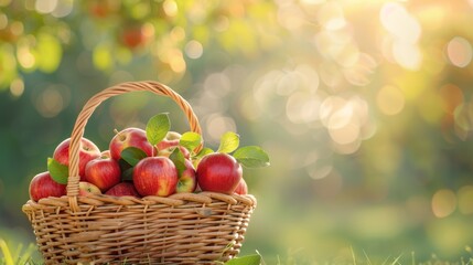 Basket of Fresh Apples in Sunlight