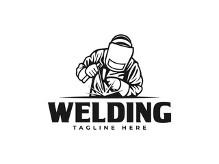 welding logo vector illustration. welder logo template