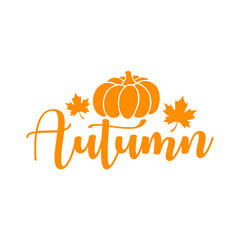Autumn typography clip art design on plain white transparent isolated background for card, shirt, hoodie, sweatshirt, apparel, tag, mug, icon, poster or badge