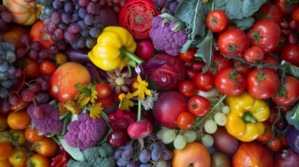 a colorful arrangement of fruits and vegetables. generative ai