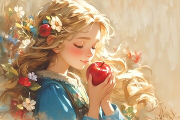 リンゴを持つ少女