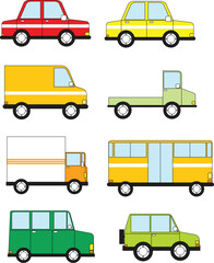 collection of cars with different colors illustration set