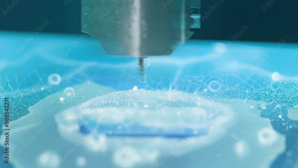 Aufkleber closeup of a bioprinter in action depositing layers of living cells to create bioengineered tissue a