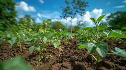 Obraz premium Photo of planting agricultural seeds grown in the garden.