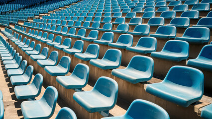Fototapeta premium Rows of Blue Seats in Arena