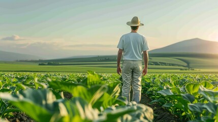 Dynamic illustration capturing farmers adopting climate-smart agricultural practices and resilient farming systems to adapt to changing environmental conditions. Height Resolution Photo, , Minimalism,