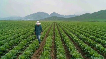 Engaging scene of farmers embracing modern agricultural technology, working harmoniously with nature to enhance farming efficiency. Height Resolution Photo, , Minimalism,