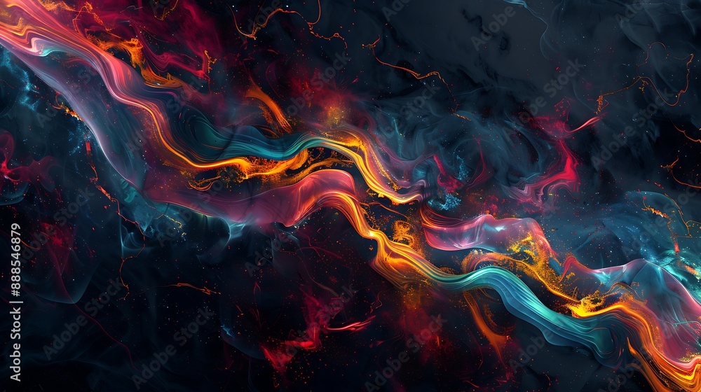Wall mural abstract waves of neon-colored liquids forming a futuristic background. abstract swirls of colorful 