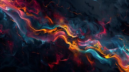 Abstract waves of neon-colored liquids forming a futuristic background. Abstract swirls of colorful liquids creating a hypnotic pattern, with rich, vivid colors blending beautifully. 