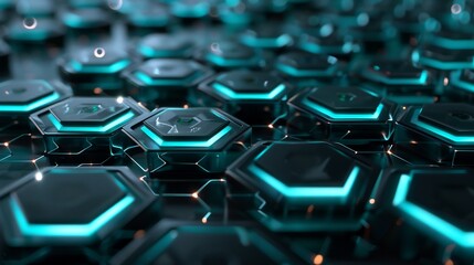 Obraz premium Abstract Hexagon Pattern with Glowing Blue Edges