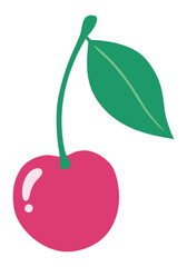 かわいいさくらんぼのイラスト。春、チェリー、さくらんぼ、フルーツ、果物