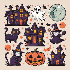 Halloween-themed illustrations