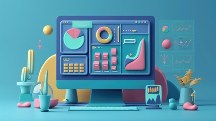 Develop a visually stunning 3D background for a homepage that showcases Power BI reports, enhancing the overall user experience AI generated
