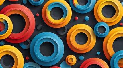 Abstract Colorful Circles on Dark Background