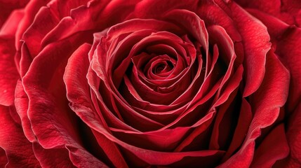 Naklejka premium Close-up of a red rose center with tightly packed petals AI generated