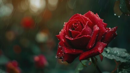 Close-up view of a red rose showing its lush layers AI generated