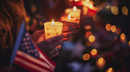 Patriot day with people holding candles