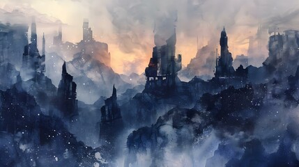 Eroded Rock Formations at Dusk with Dramatic Landscape