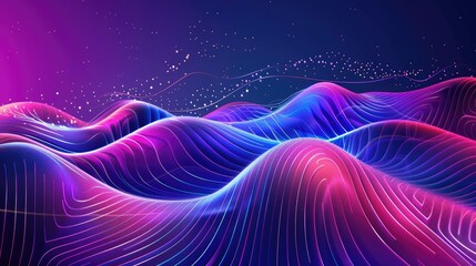 Obraz premium Develop an alluring Big Neon Wave Background with mesmerizing shapes AI generated