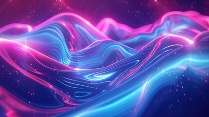 Formulate a striking Big Neon Wave Background filled with graceful shapes AI generated