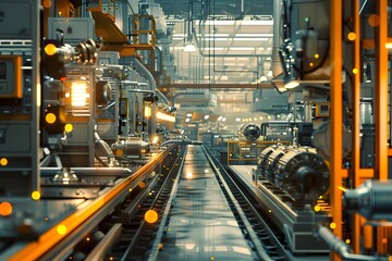 Fototapeta premium Realism of Convey the scale and efficiency of modern manufacturing with a factory background. very detailed