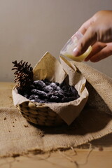 black churros with perfect appearance. inherent sweetness