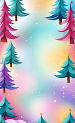 Obraz premium christmas background with trees and snowflakes