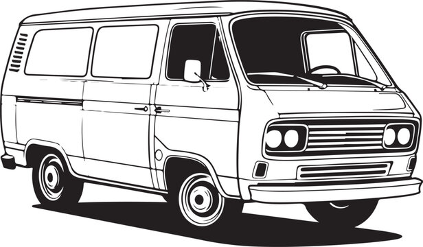 black and white van drawing clip art preview