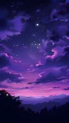 night sky and clouds, purple and pink background