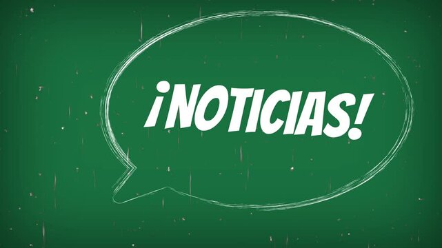Animaci&oacute;n de la palabra "&iexcl;Noticias!" en burbuja de discurso, fondo verde