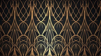 Vector art deco pattern with gold geometric ornament