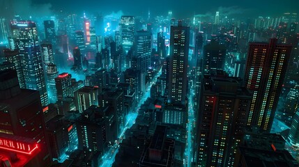 Cityscape at night with a view of the city