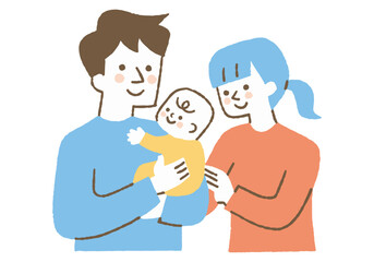 Father holding baby and mother snuggling_Color