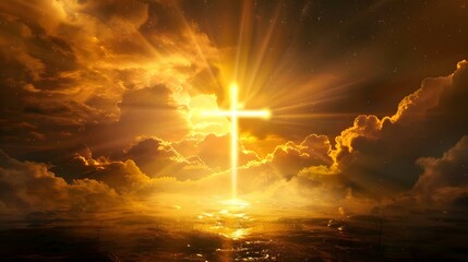 Obraz premium Religious concept: The Cross of God in the rays