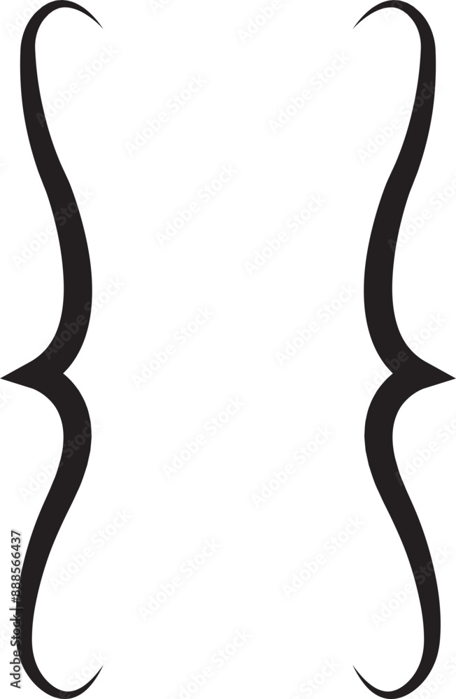 Aufkleber curly double braces. symmetric brackets pair, punctuation symbol for mathematics. frames for math in