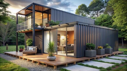 Fototapeta premium Modern container house with sleek design
