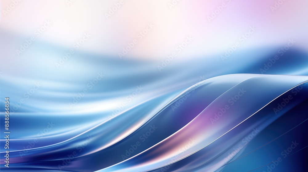 Poster abstract image featuring smooth, flowing blue and purple waves with a soft gradient background.